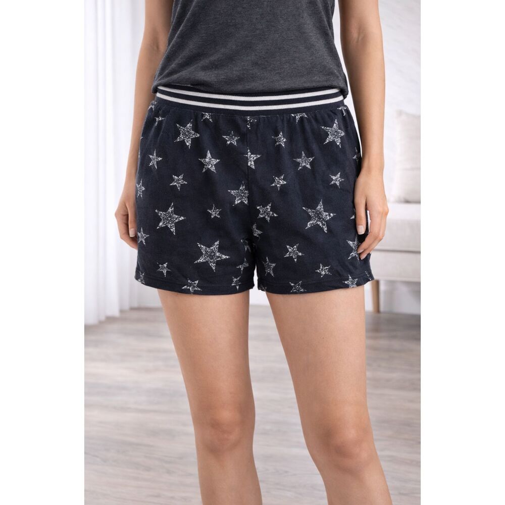 Splendid Heritage French Terry Star Print High Rise Shorts Blue XS